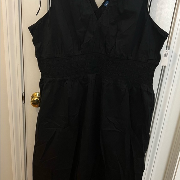 Fit & Flare Sleeveless Striped Tie-Shoulder Smocked Maxi Dress, Black, XXL, NWT - Picture 3 of 7